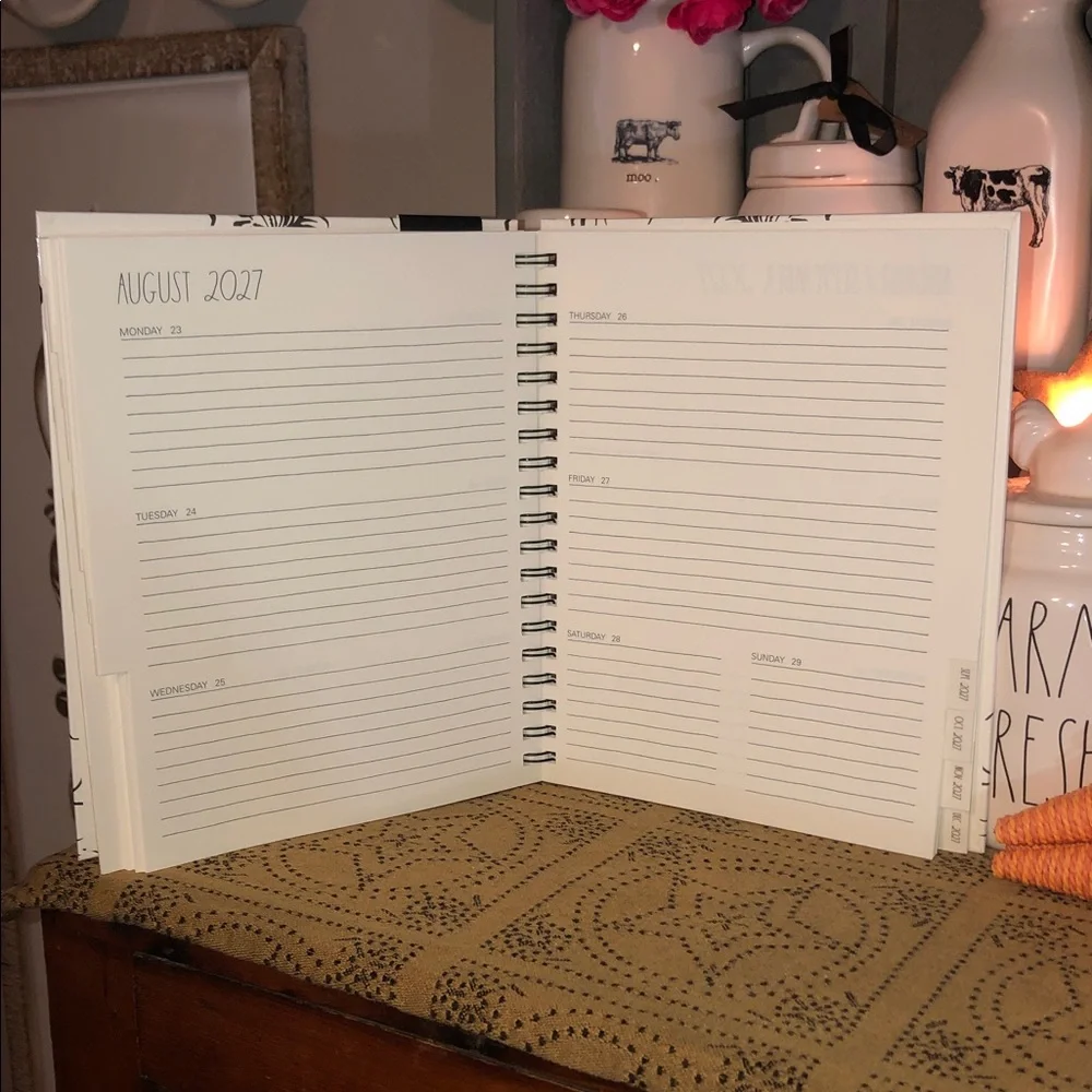 Rae Dunn 2027 Spiral 17 Month Planner August 2026-December 2027 (Flowers)